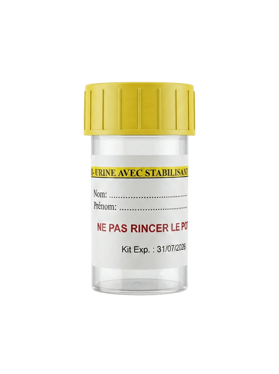 Flacon de prélèvement d'urine pour l'analyse Candida